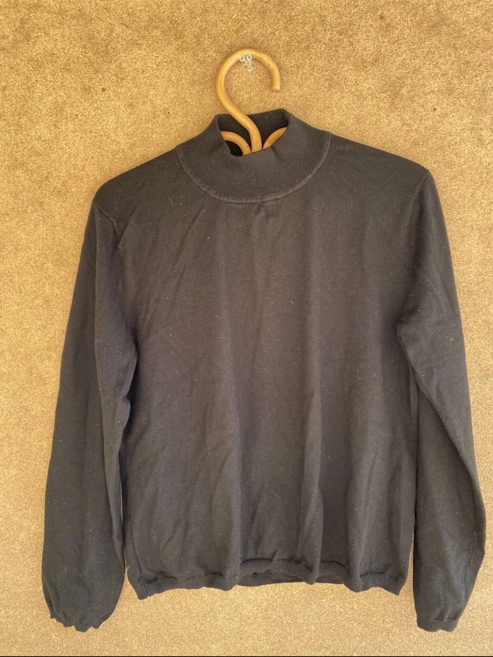 David Brooks vintage Black Turtleneck Long Sleeve knit Shirt - silk blend